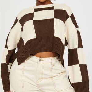 Cropped checkered sweater NWT